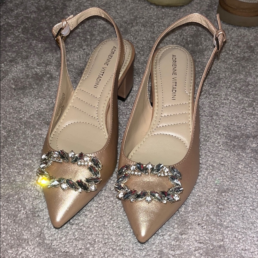 Adrienne Vittadini Gold Embellished Heels size 6.5